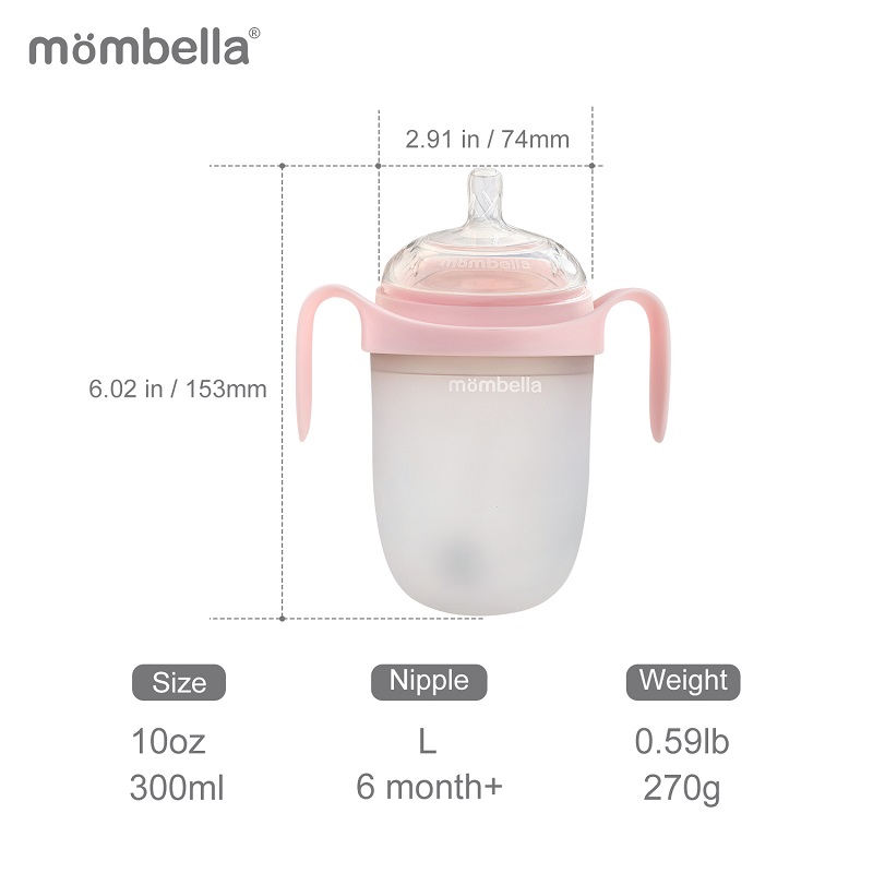 Biberon Mombella Anticolici 300ml, Roz - imagine 2