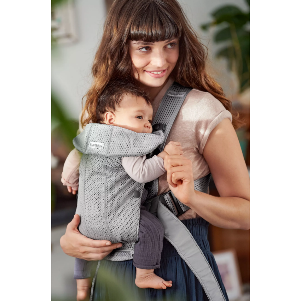 Marsupiu Mini BabyBjorn Grey 3D Mesh, Anatomic - imagine 2