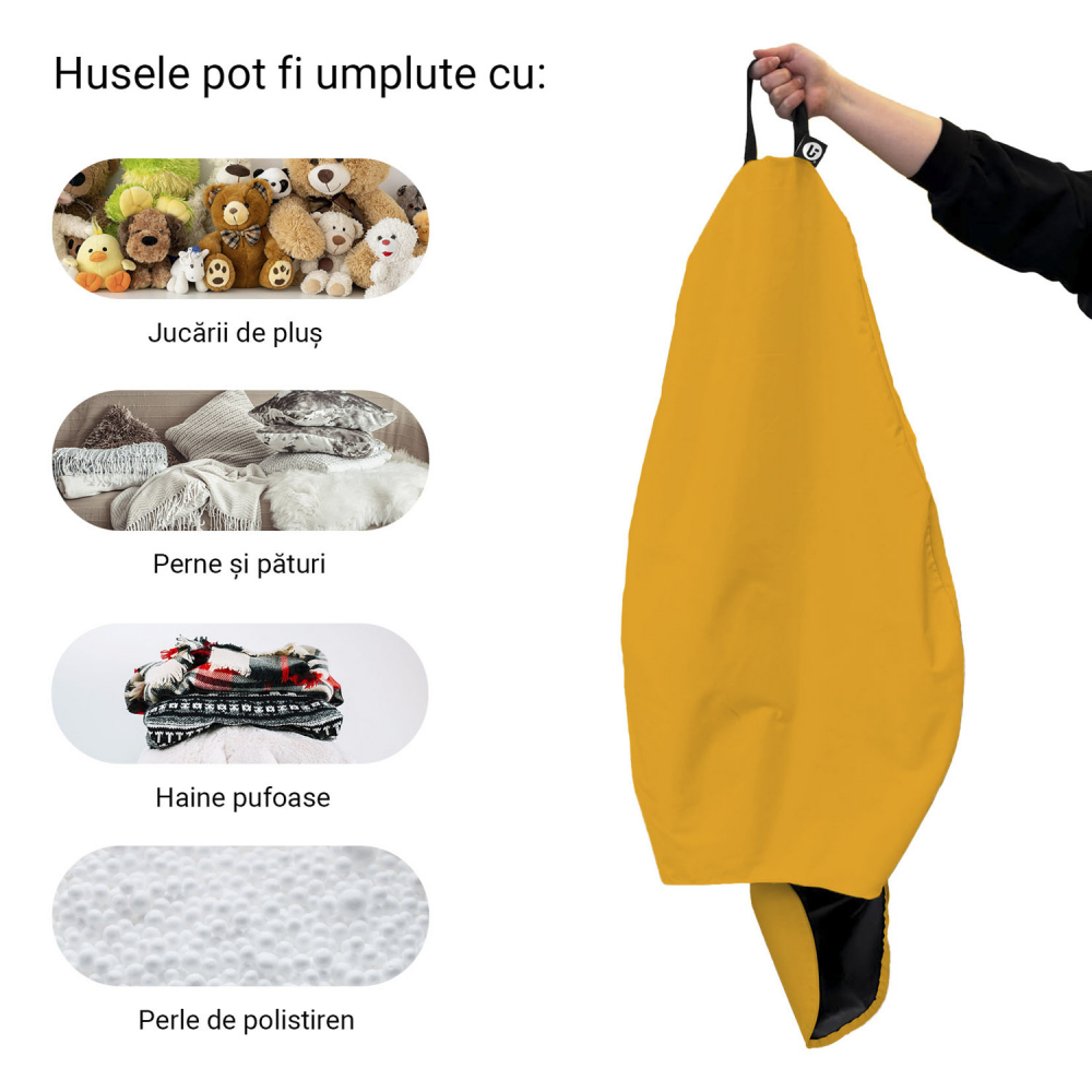 Husa Fotoliu Puf Para XL, Galben, Updeco - imagine 5