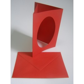 Set 5 Felicitari Decupaj Oval Rosu - Folia Paper - imagine 3
