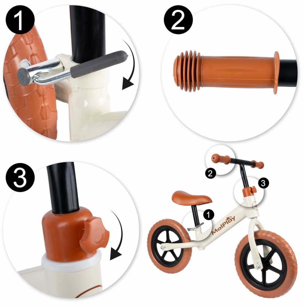 Bicicleta Echilibru Malplay 12" Alba - imagine 3