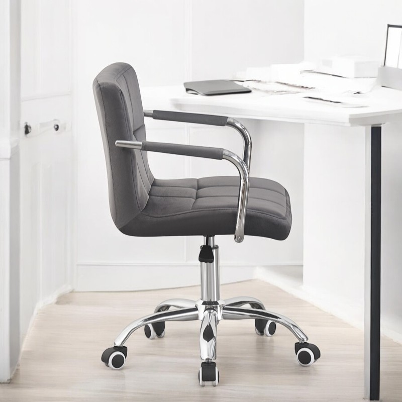 Scaun Birou Procart Velur Gri - Ergonomic 78-90cm - imagine 3