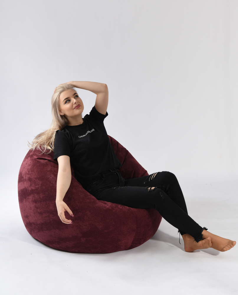 Fotoliu Pufrelax Relaxo XL Velvet Marsala - imagine 2