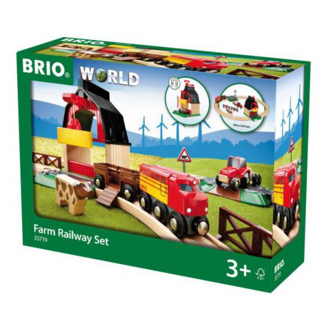 Set Tren la Ferma Brio, 20 Piese, Lemn