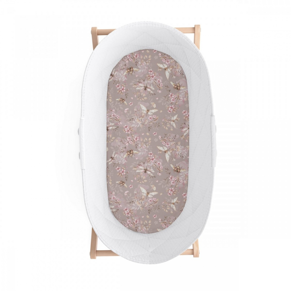 Cearsaf Bumbac Elastic Cherry Dark Babysteps - imagine 2