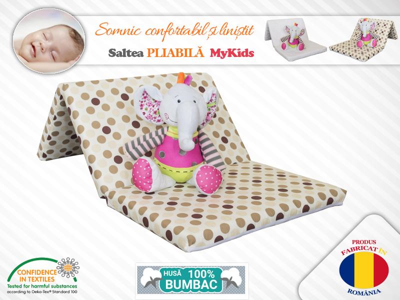 Saltea Pliabilă MyKids, Spumă, Maro - imagine 3