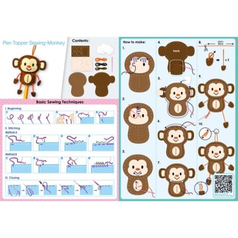 Set Cusut DIY Avenir Maimuta - Motricitate Fină - imagine 4