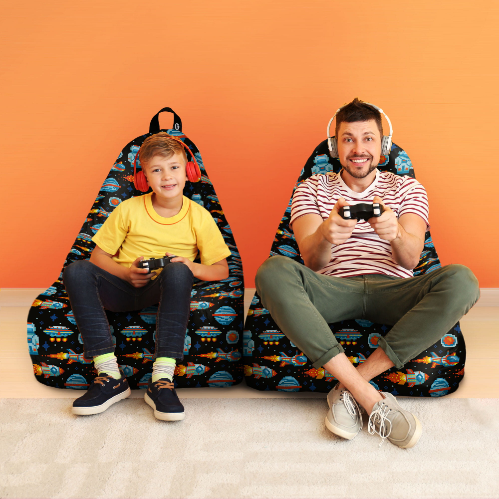 Fotoliu Puf Chill XL Updeco Retro Space Ships - imagine 4