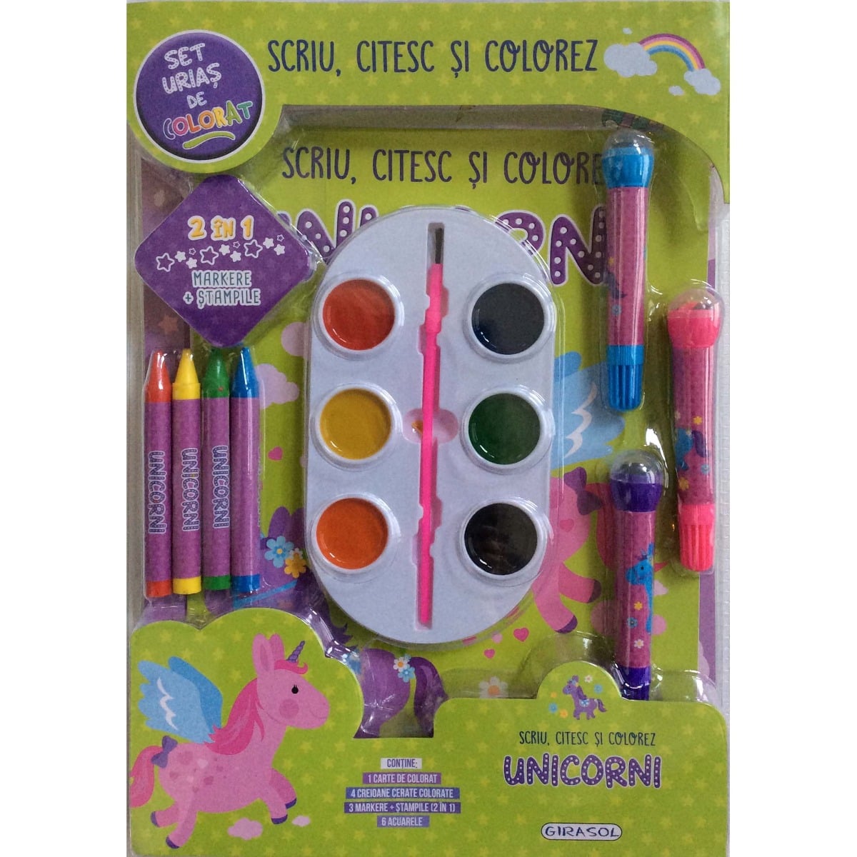 Scriu, citesc si colorez, Unicorni - Girasol