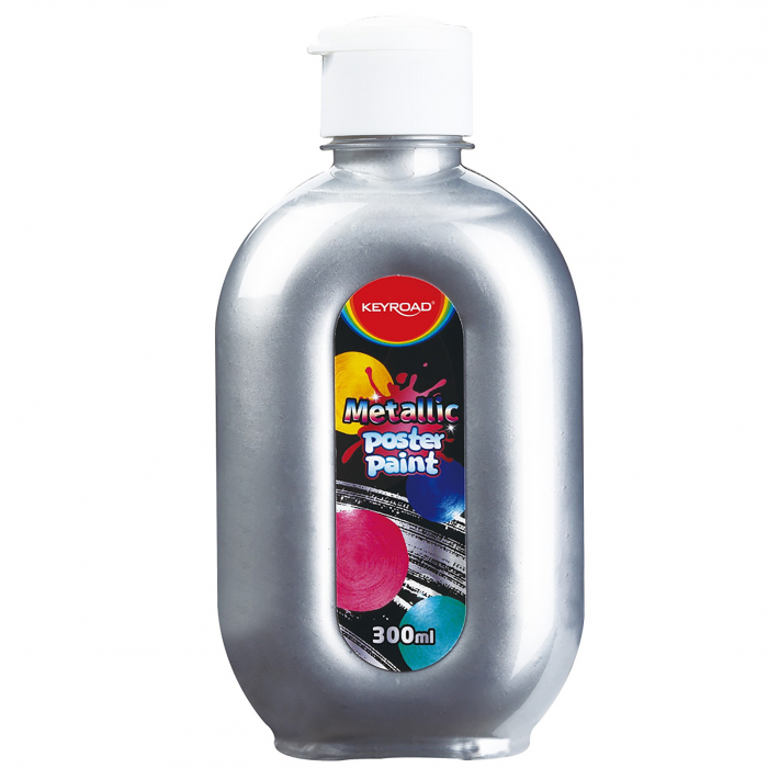 Culoare Tempera Argintiu Metalizat Keyroad, 300 ml