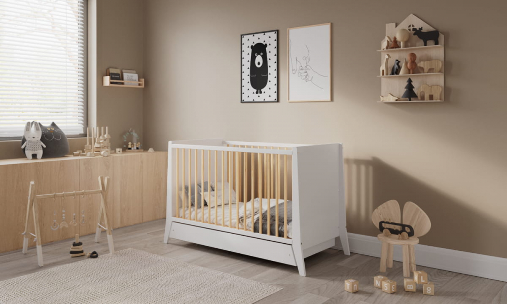 Patut Damian 120x60 cu Sertar, Bej, Nichiduta - imagine 5
