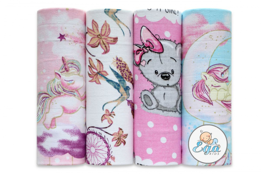 Set 4 Scutece Bumbac Egakids Pink Girl