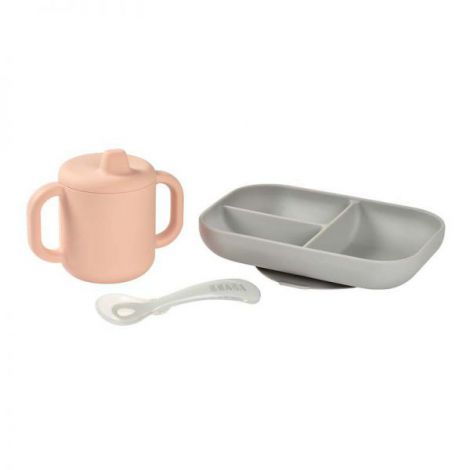 Set Masa Silicon Beaba Old Pink | Autodiversificare
