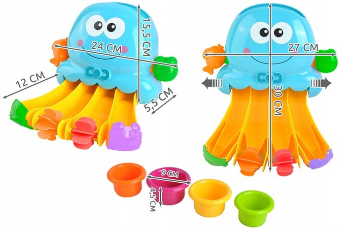 Jucarie Baie Caracatita Malplay 4 Pahare Colorate - imagine 4