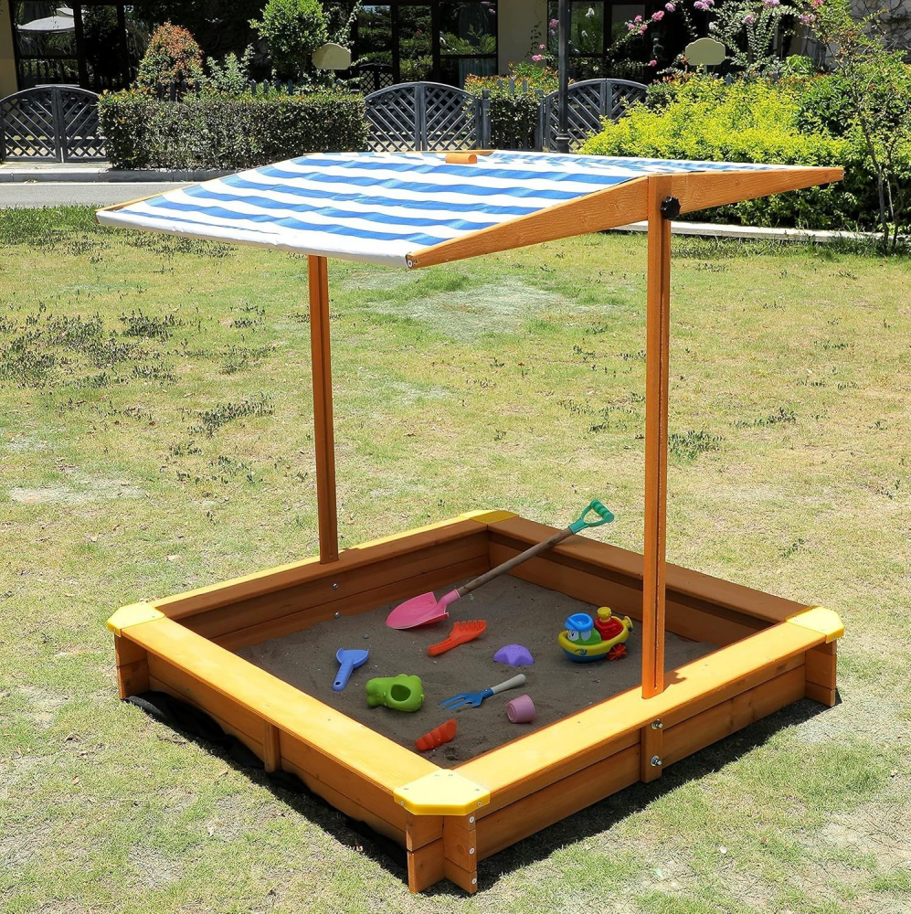 Lada de nisip Procart 120x120 cm cu acoperis parasolar - imagine 3
