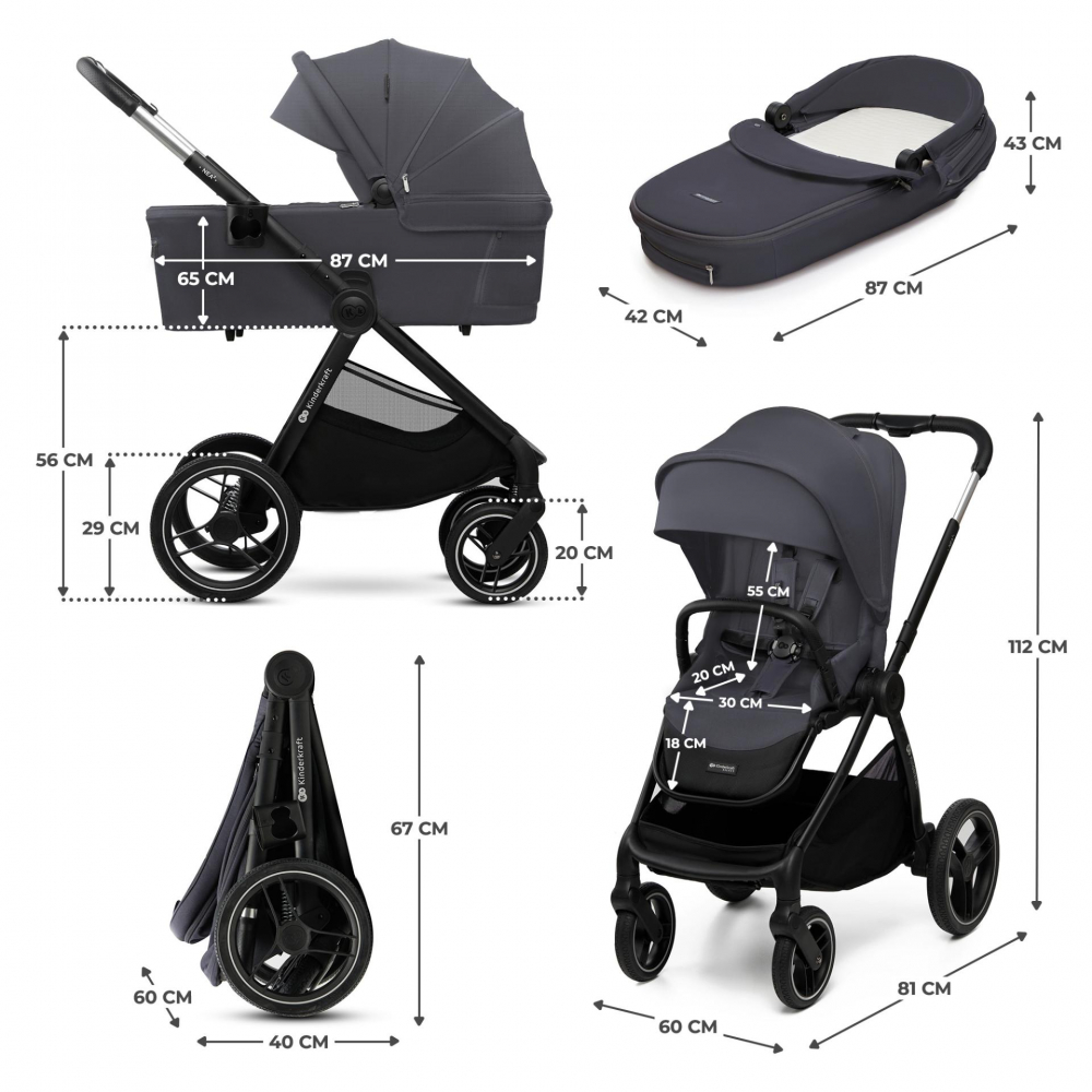 Carucior 2in1 Kinderkraft NEA 2.0 Grey - imagine 8