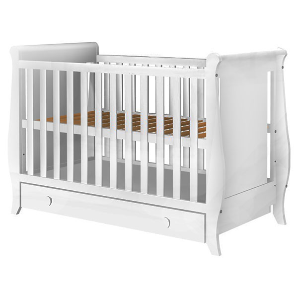 Patut copii lemn Mira 120x60 Alb cu sertar - Hubners - imagine 6