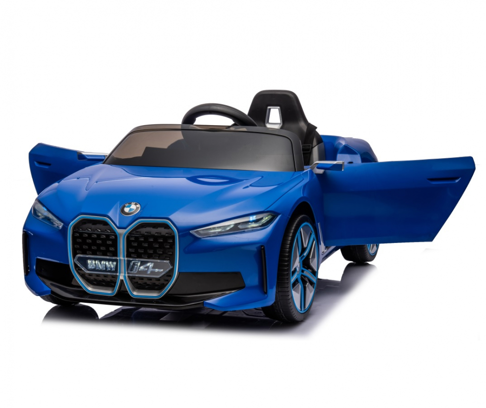Mașinuță Electrică BMW i4 Blue 12V, Scaun Piele