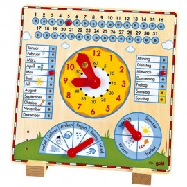 Calendar cu ceas Goki, Jucarie educativa din lemn - imagine 3