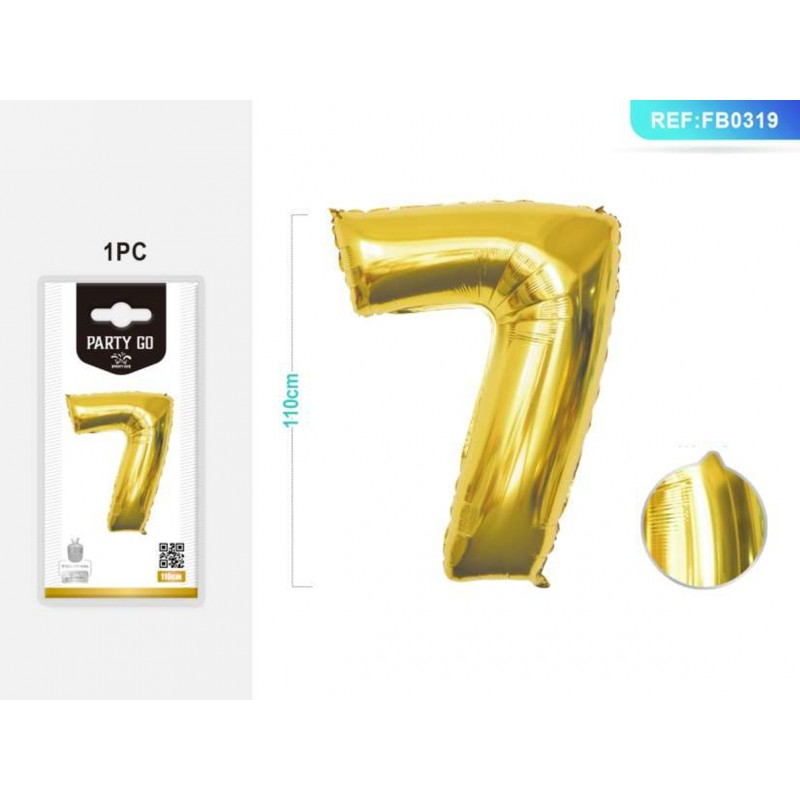 Balon PartyGo Cifra 7 Auriu 40cm