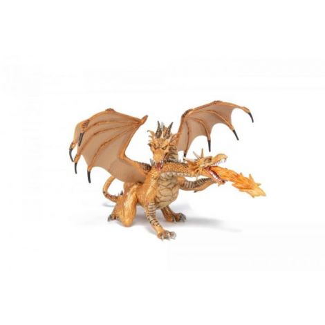 Papo Dragon cu Două Capete Auriu - Figurină - imagine 3