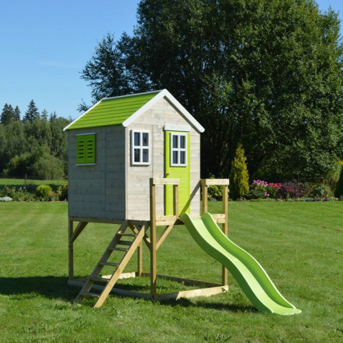 Casuta Gradina cu Tobogan Lime Lodge Wendi Toys