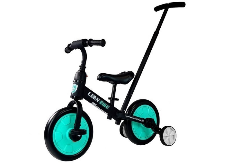 Bicicleta 3in1 copii LeanToys negru-turcoaz - imagine 3