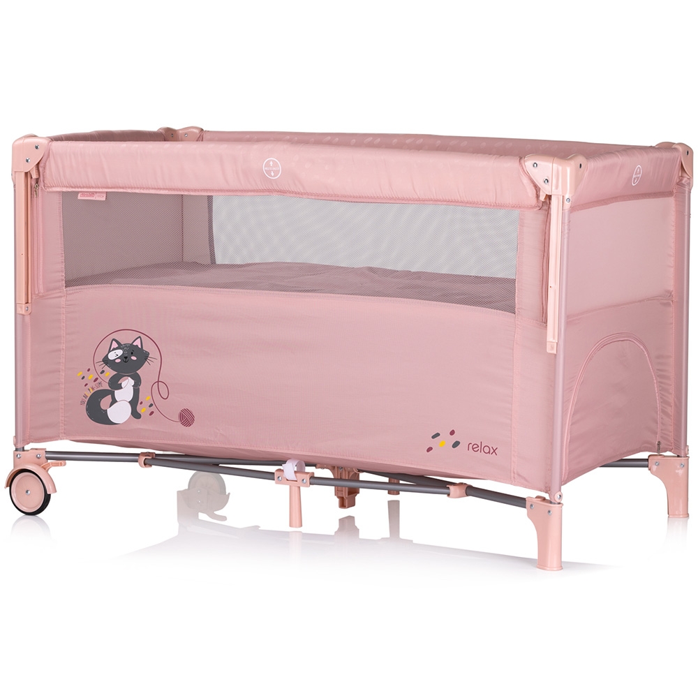Patut Chipolino Relax Pink Pliabil cu Laterala Culisanta