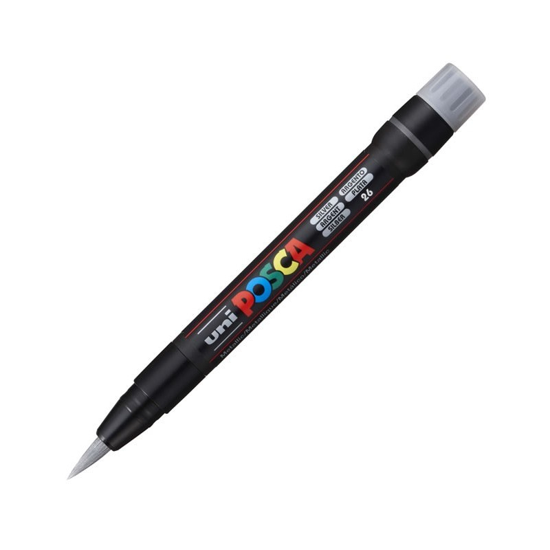 Marker Posca Brush PCF-350, Argintiu - Precizie Artistică
