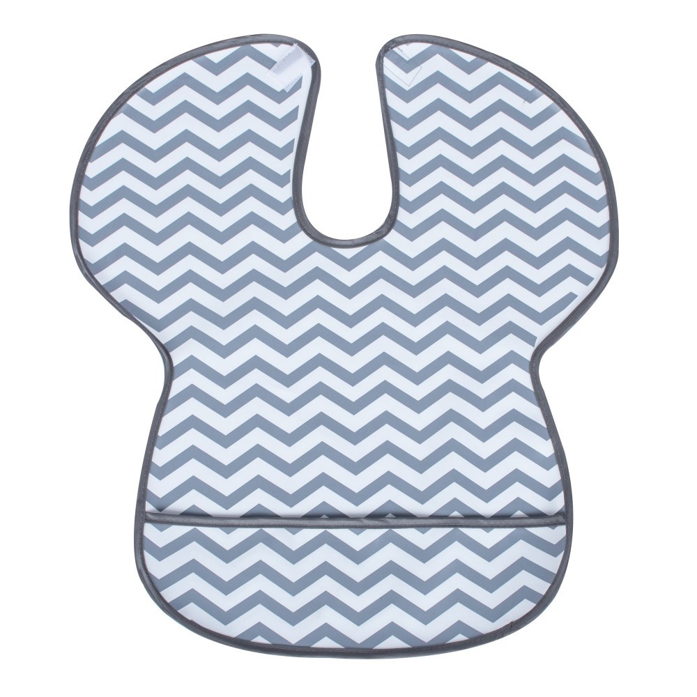 Baveta Impermeabila SeviBebe Grey Zig Zag cu Buzunar