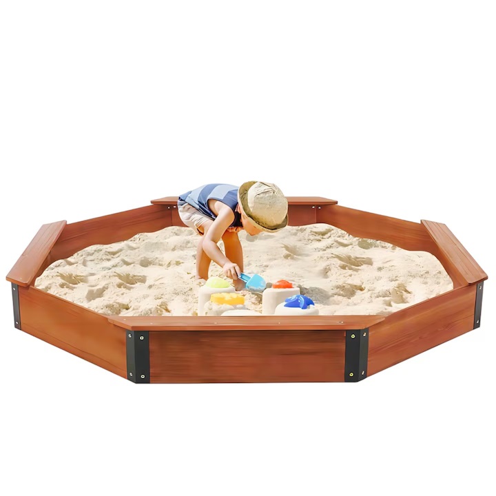 Cutie Nisip Ginger Home Octogon cu Husă, Lemn - imagine 7