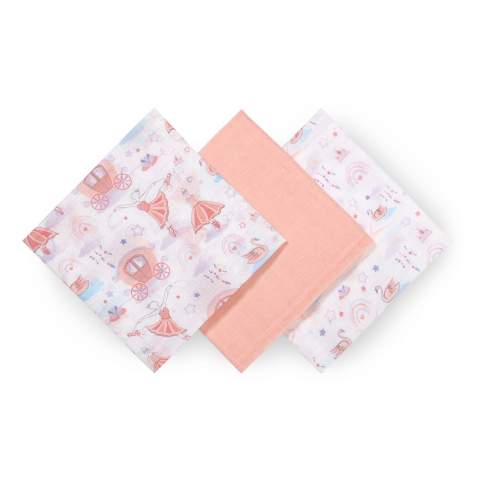 Set 3 scutece Babyono muselină, Soft Pink - imagine 4