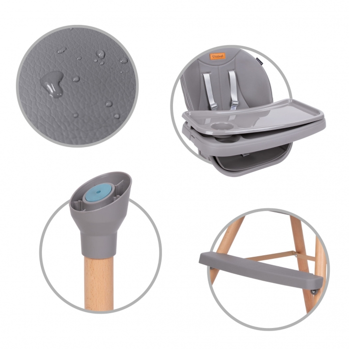 Scaun de masă 4 în 1 Kidwell Eatan Wood Gray - imagine 5