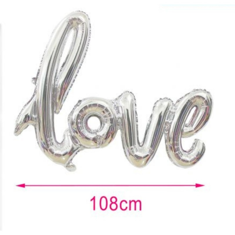 Balon Folie PartyGo Love, 108cm, Argintiu