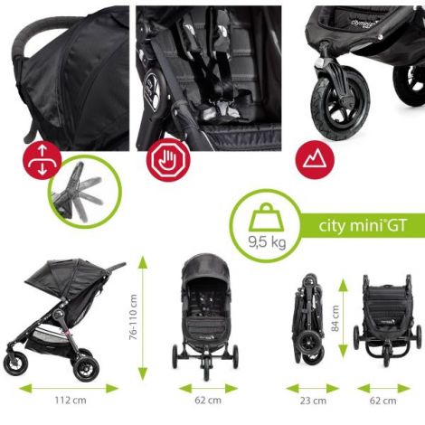 Carucior Baby Jogger City Mini GT Black 2 in 1 - imagine 2