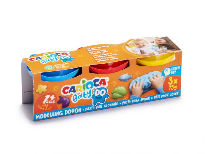 Plastilina Baby Dough Carioca 3x75g, +1 An
