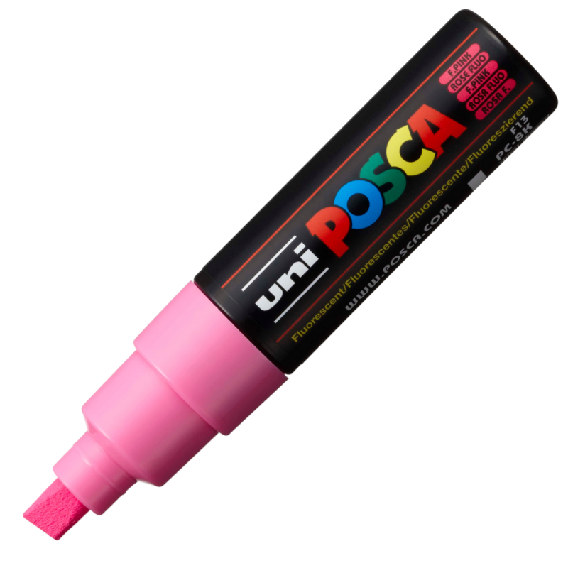 Marker Posca PC-8K 8mm Roz Fluorescent, Vârf Daltă
