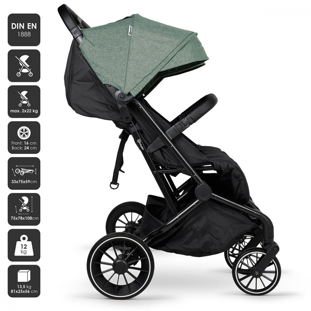 Carucior Gemeni BabyGo GoTwince Green - imagine 2