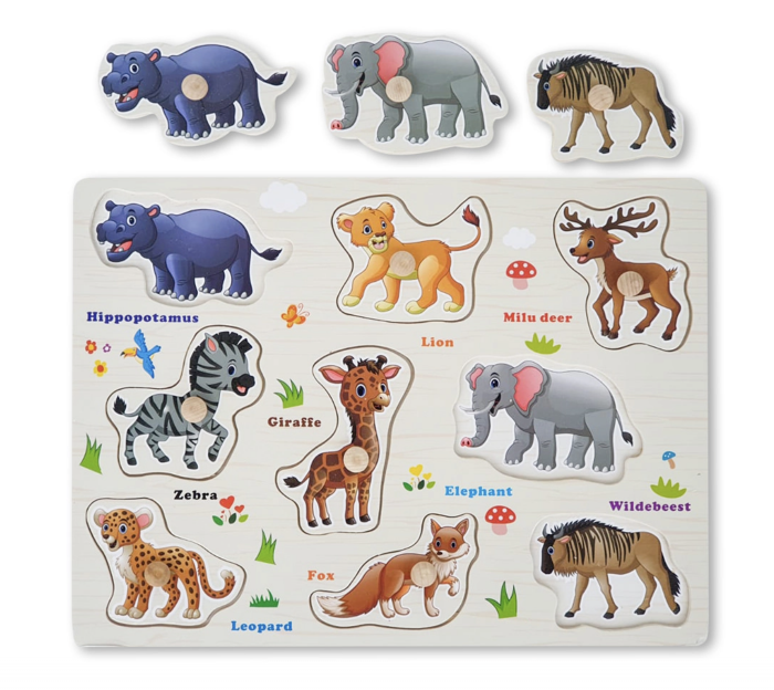 Puzzle Lemn Animale Salbatice Krista Montessori