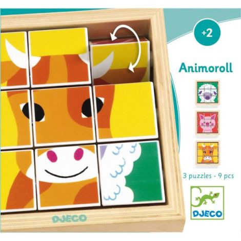 Puzzle Rotativ Animoroll Djeco - 3 Animale - imagine 2