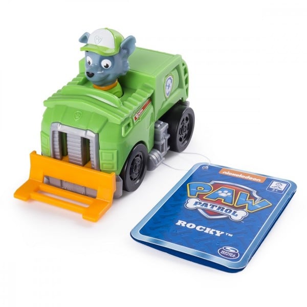 Figurina Paw Patrol Rocky cu Vehicul Curatenie