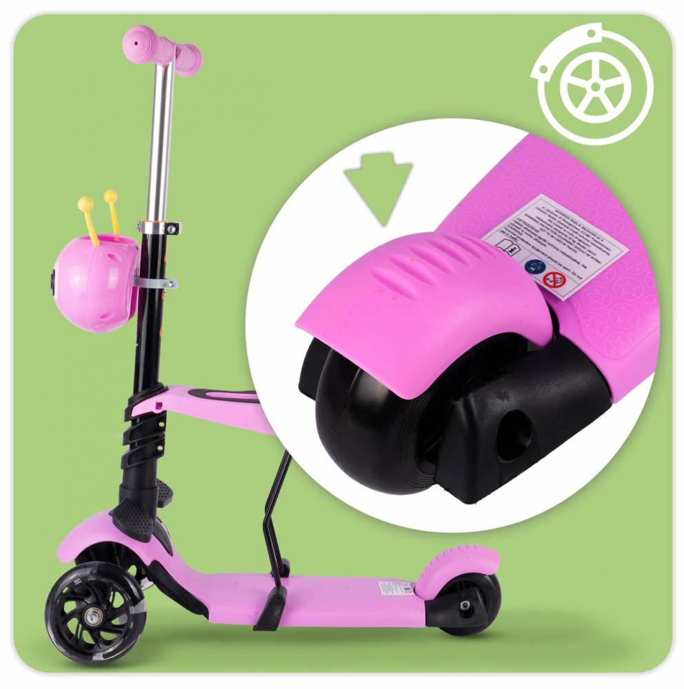 Trotineta Malplay Pink LadyBug cu scaunel - imagine 2