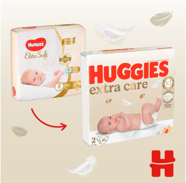 Scutece Huggies Extra Care 2 Mega 164 buc