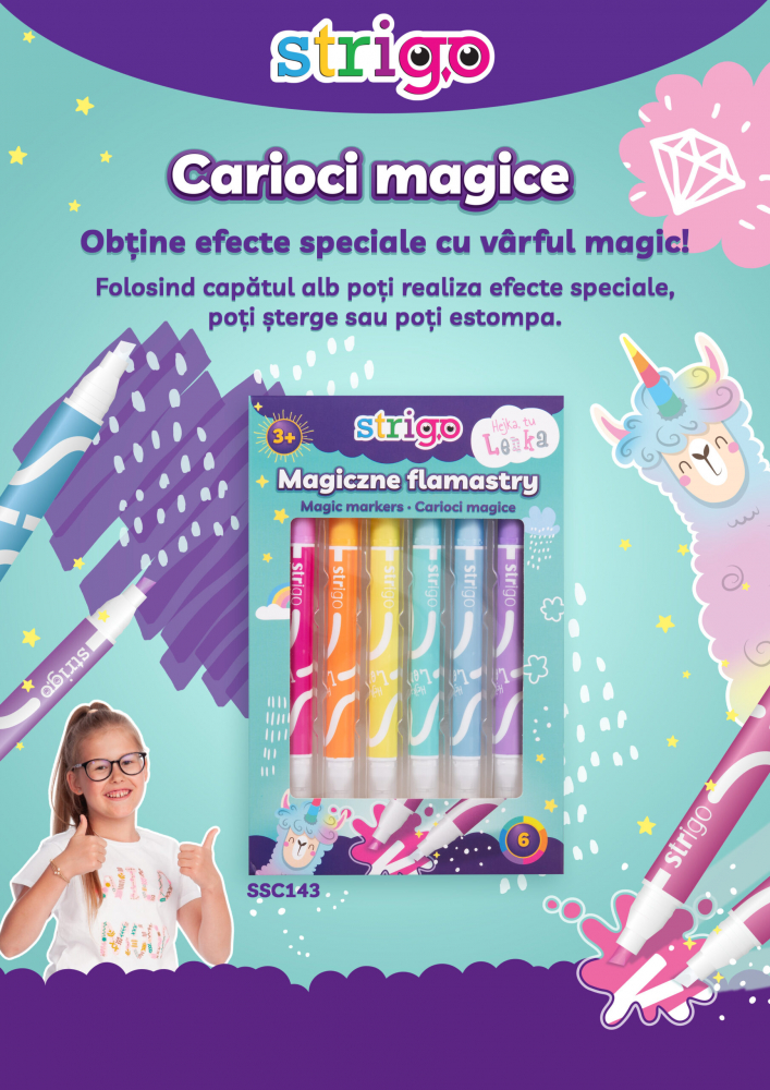 Strigo Magic Markers Lenka - 6 Culori Schimbătoare
