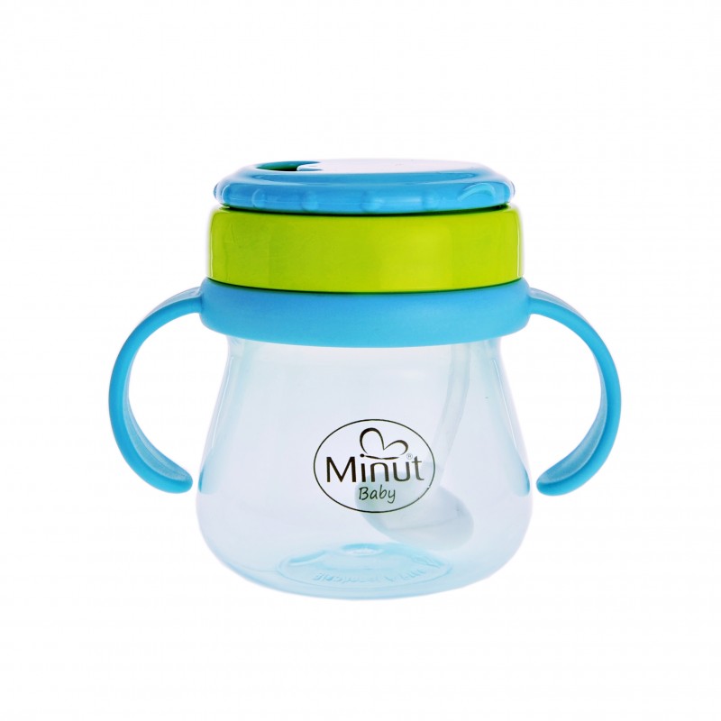 Cana Anticurgere Minut Baby cu Pai Mobil, 250 ml, Albastru