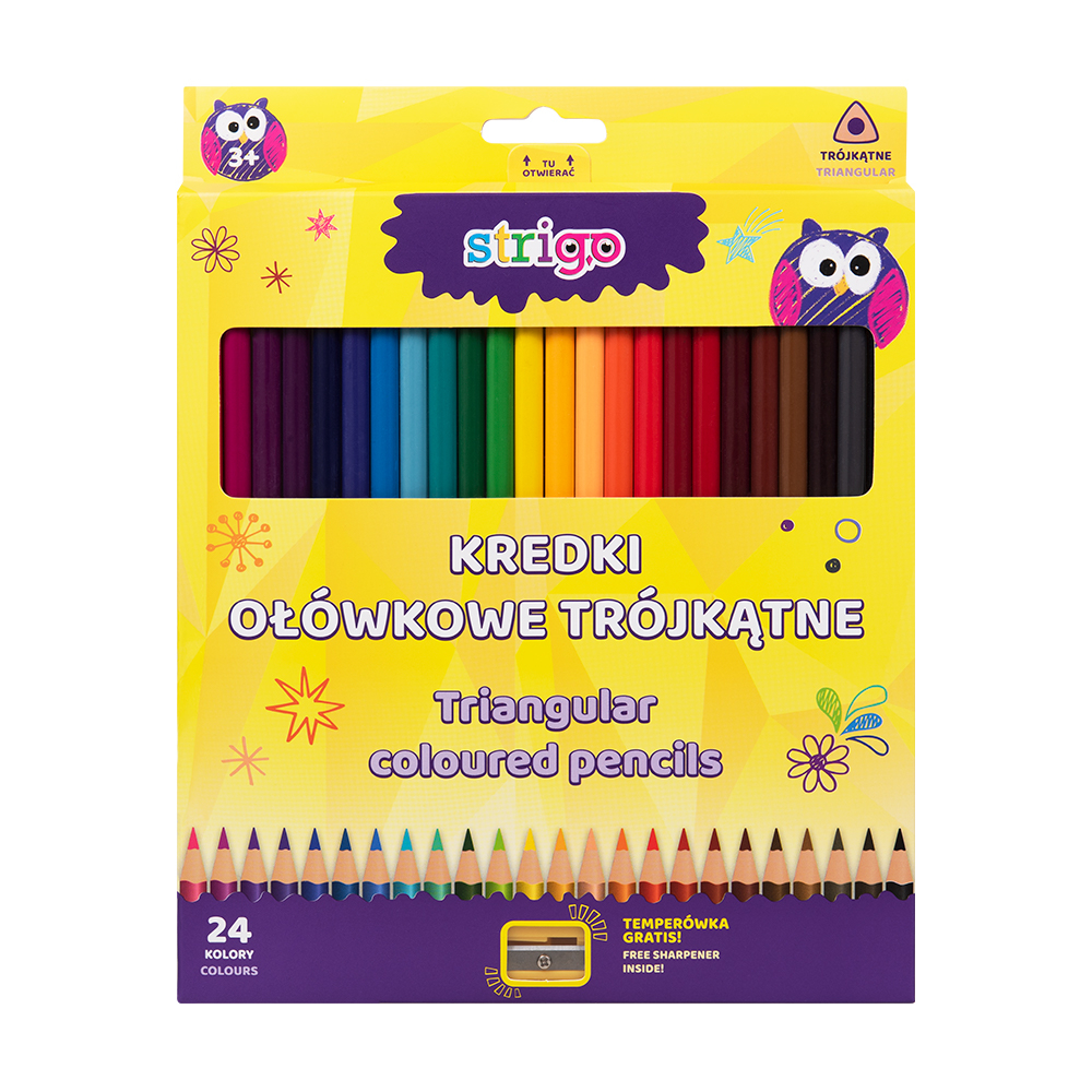 Creioane Colorate Strigo 24 Culori + Ascuțitoare
