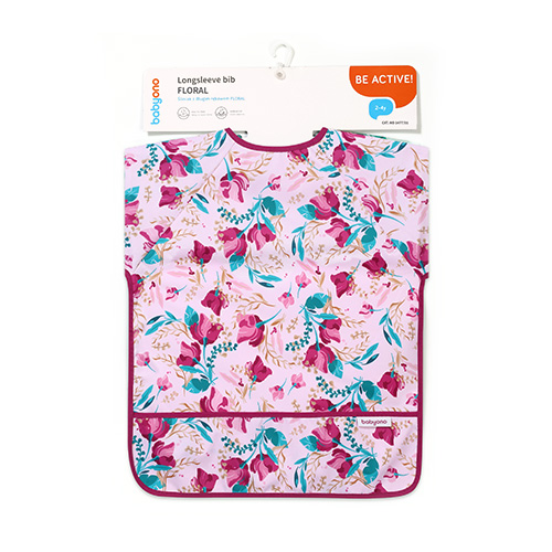 Baveta Babyono cu mânecă lungă, model floral