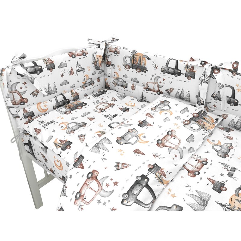 Lenjerie Patut 3 Piese Miminu Cars Grey 120x60 - imagine 2