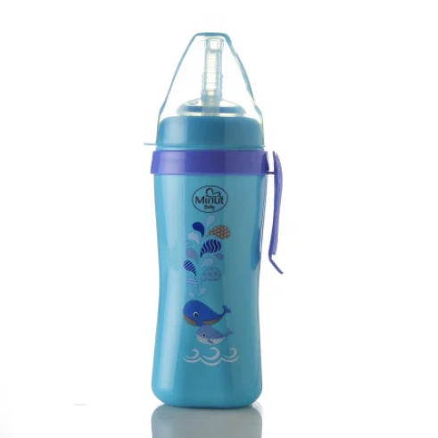 Cana Anticurgere Minut Baby cu Pai, 360 ml, Bleu - imagine 3