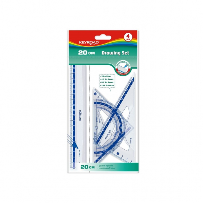 Set Geometrie Keyroad 4 Piese, Plastic, 20 cm
